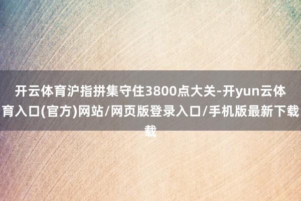 开云体育沪指拼集守住3800点大关-开yun云体育入口(官方)网站/网页版登录入口/手机版最新下载
