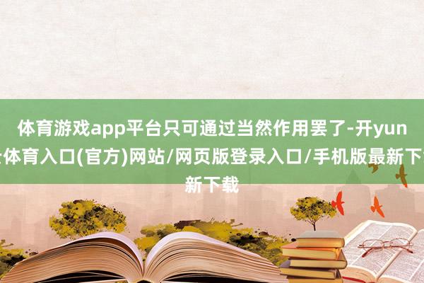 体育游戏app平台只可通过当然作用罢了-开yun云体育入口(官方)网站/网页版登录入口/手机版最新下载